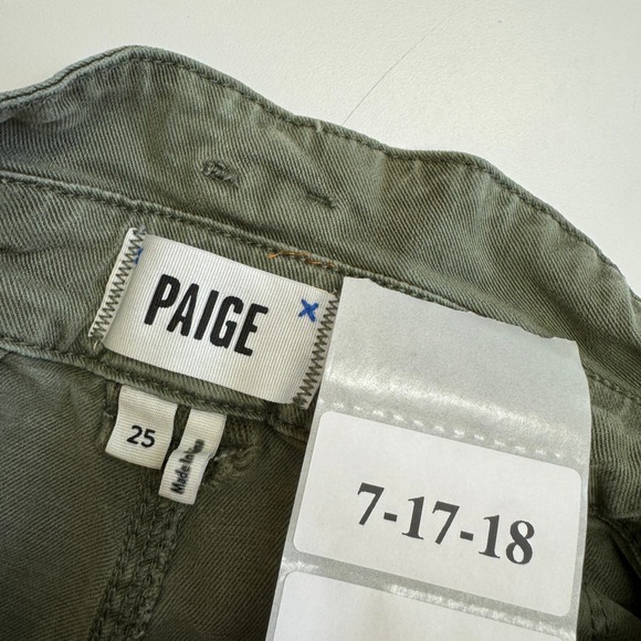 Paige Pants Womens 25 Green Harper Wide Leg High Rise Paperbag - Picture 6 of 11